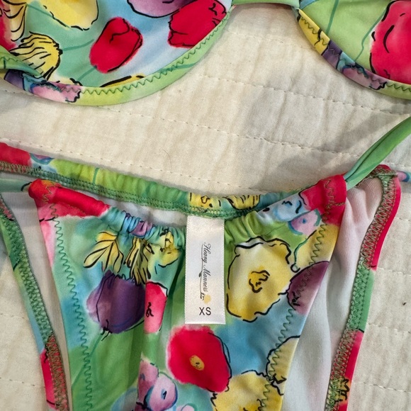 Heavy Manners Floral Bikini Set.  1 top with 3 bottoms.  All size XS - Picture 5 of 6